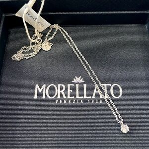 💎MORELLATO STAMPED 925 STERLING SILVER/CUBIC ZIRCONIA ROUND NECKLACE BRAND NEW